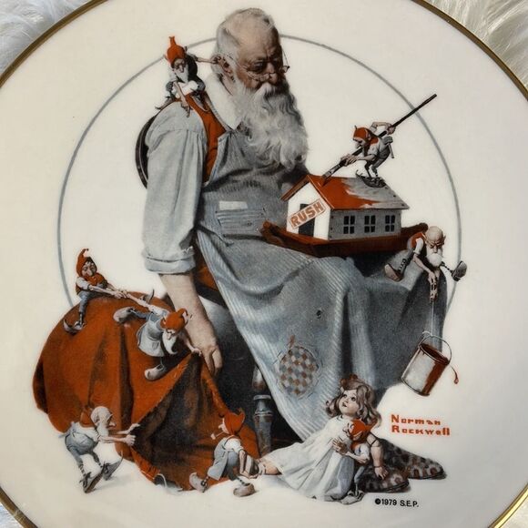 Gorham Other - Norman Rockwell 1979 Gorham Christmas Collectors Plate “Santa’s Helper”